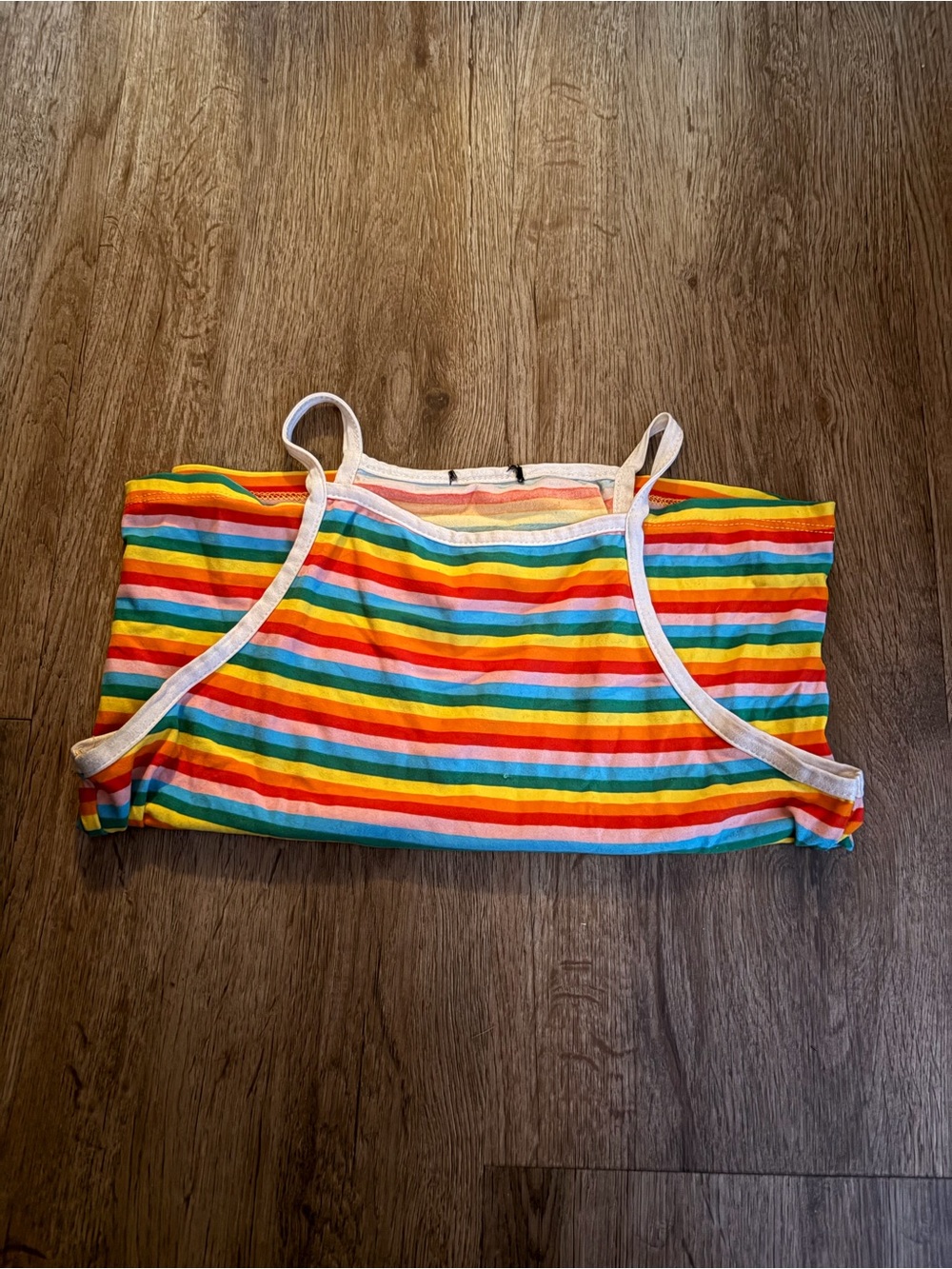 Girls' Rainbow Stripe Tank Top - White Trim - Picture 3 of 3